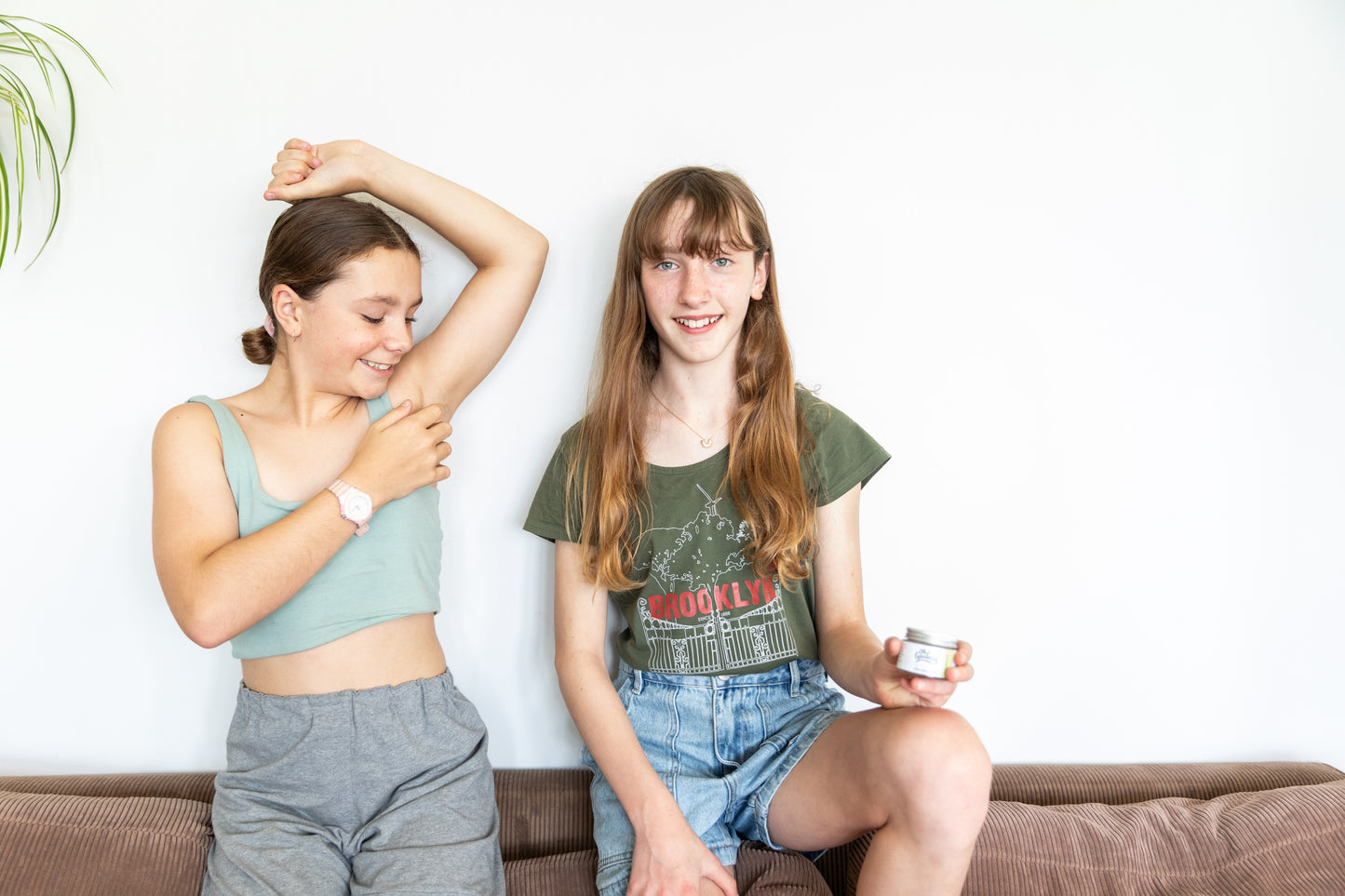 Girls using Oh Goodness natural deodorant.