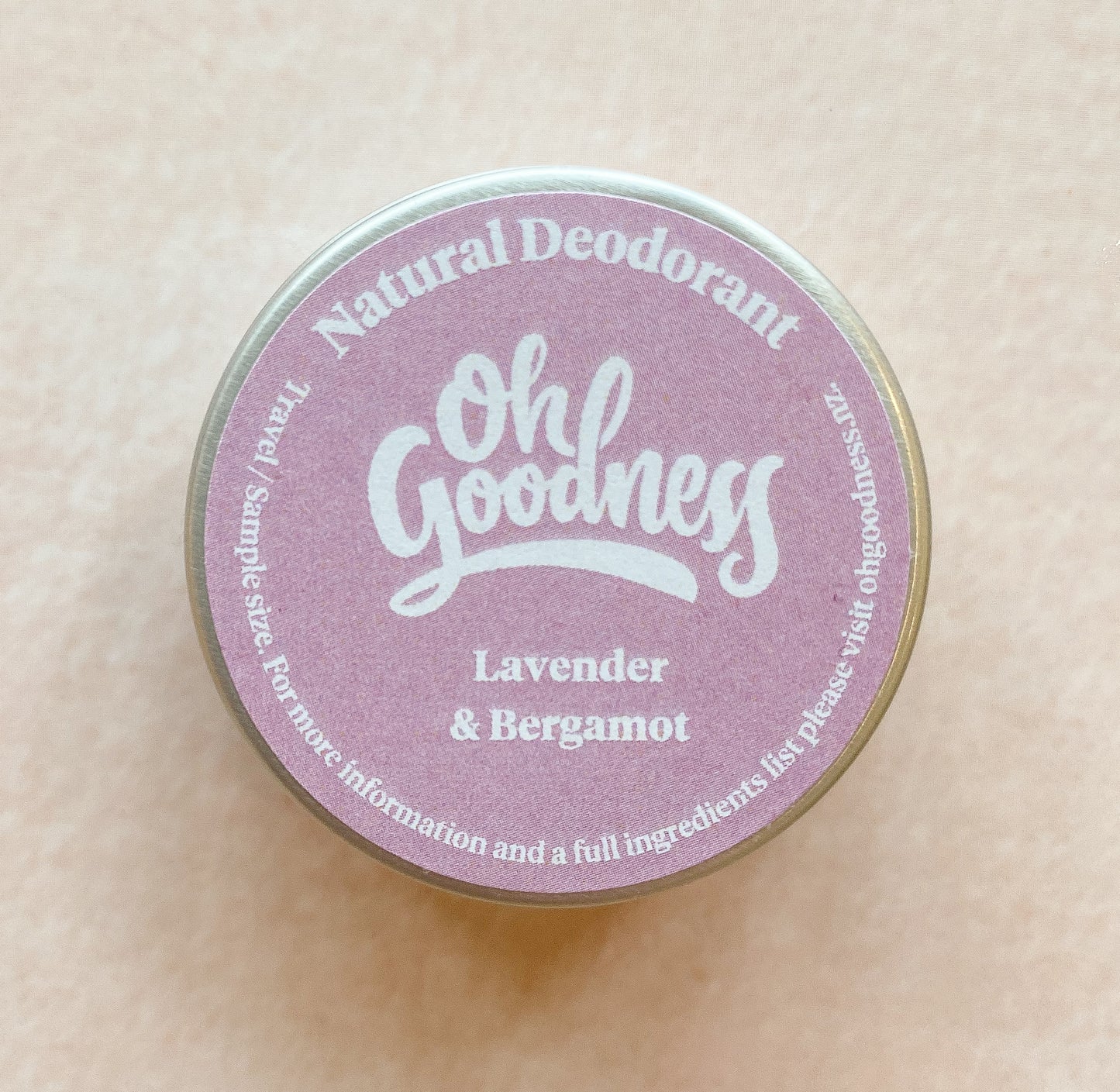 Natural deodorant in travel size - Lavender & Bergamot fragrance with essential oils.