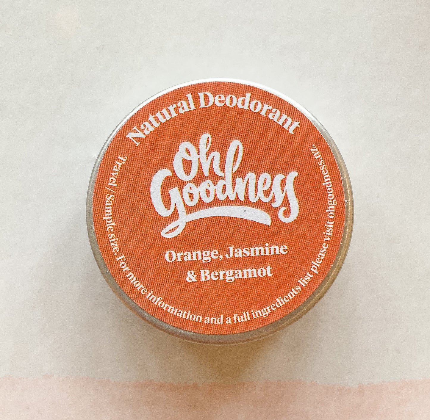 Natural deodorant in Orange, Jasmine & Bergamot in travel size