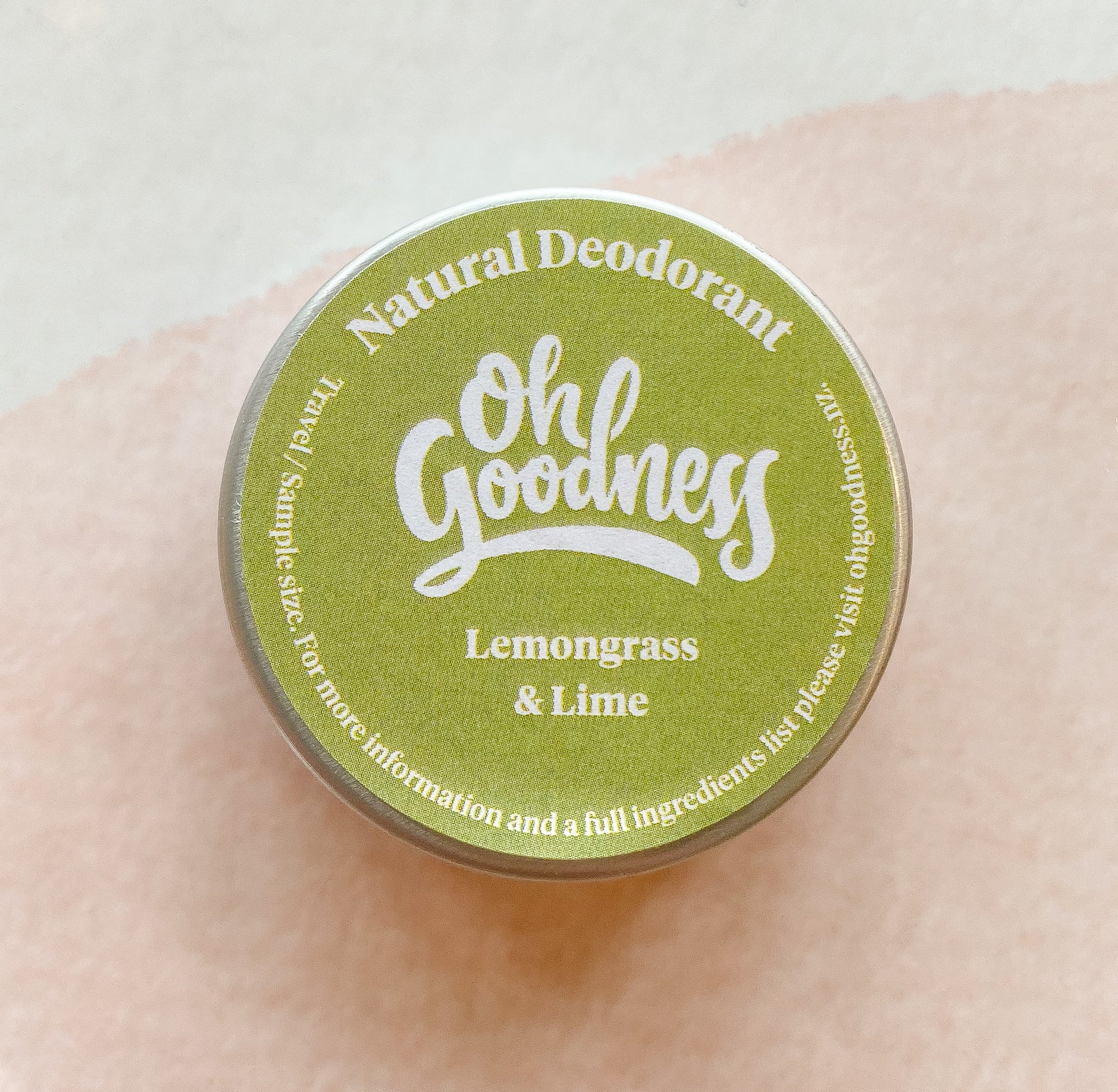 Natural deodorant Lemongrass & Lime in travel size. 