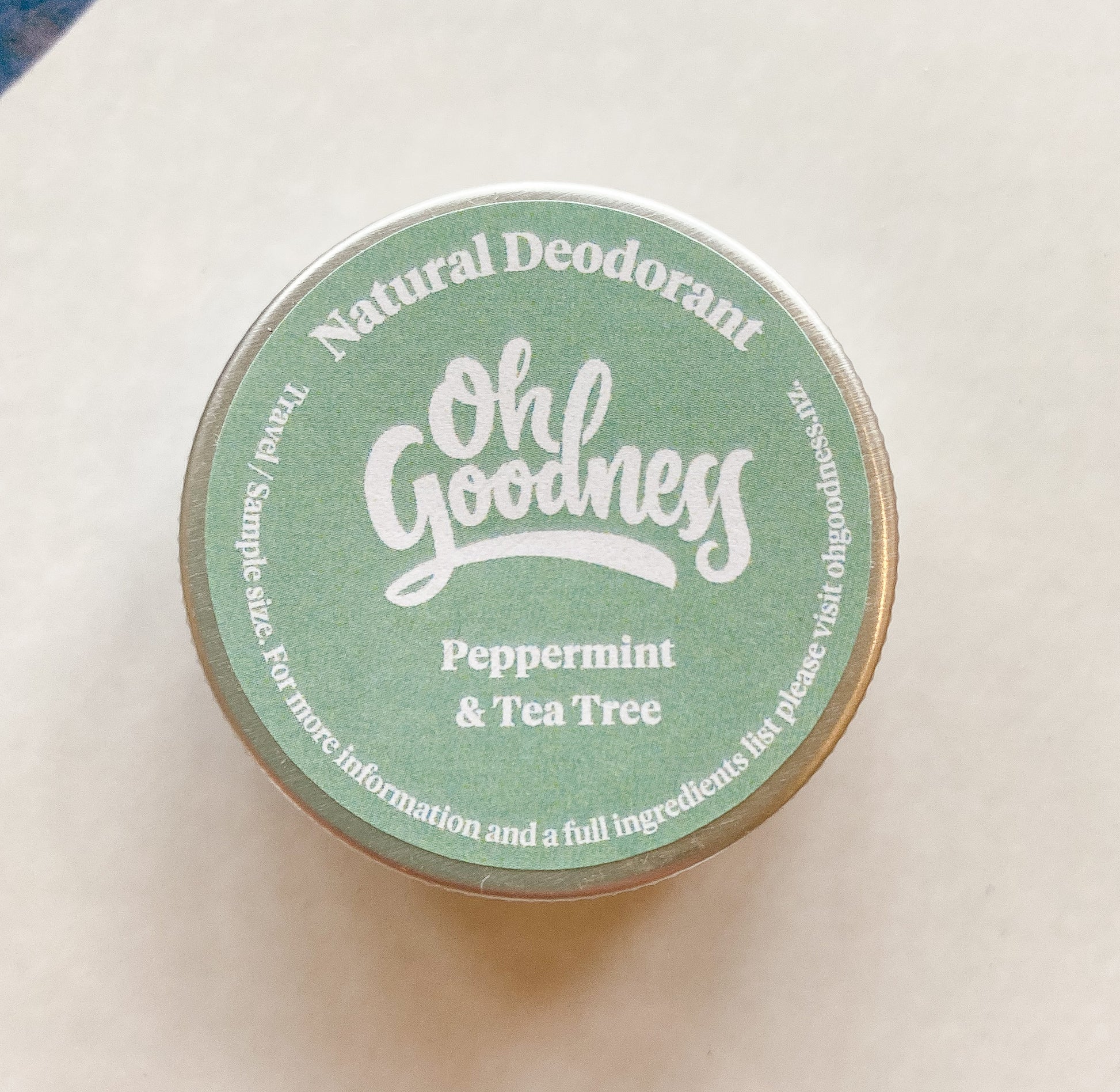 Natural deodorant in Peppermint & Tea tree travel size